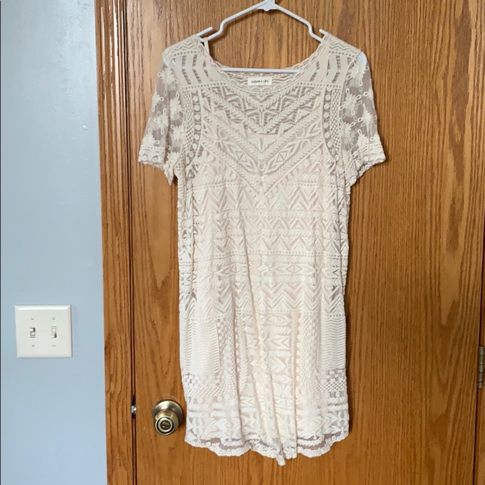 Cream lace dress with slip